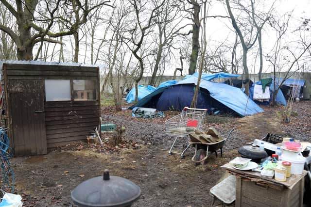 The encampment in the centre of Corby