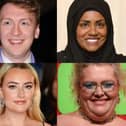 Joe Lycett, Nadiya Hussain, Amelia Dilmoldenberg and Jayde Adams are among the favourites to host Bake Off 2023. Pics: Getty Images.