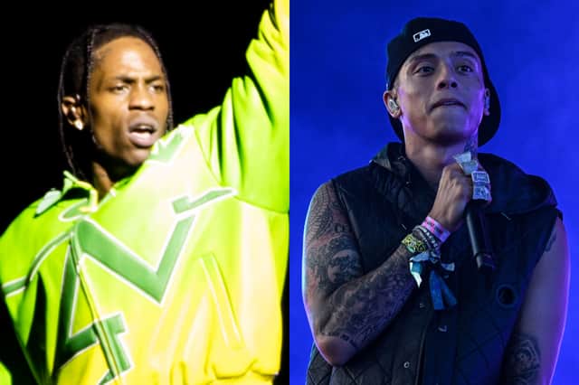 Travis Scott (left) and Central Cee (right) will perform at Rolling Loud Portugal 2023 (Getty Images)