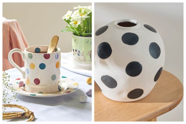 If you are not keen on polka dot fashion, how about polka dots for your home? How fun is this mug and vase?