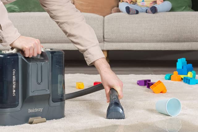 The Beldray Sport Buster Pro cleans stains and spills on carpets