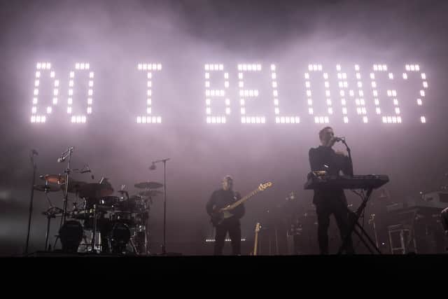 Massive Attack perform during the Act 1.5 concert at Clifton Downs on August 25, 2024 in Bristol, England. Long-time climate campaigners Robert Del Naja and Grant Marshall of the band Massive Attack had the idea to stage a low-carbon gig compatible with the Paris 1.5 climate change agreement but the Covid-19 pandemic delayed it.