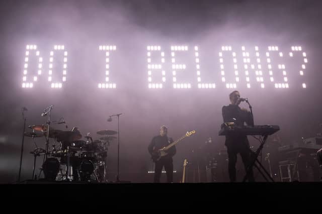 Massive Attack perform during the Act 1.5 concert at Clifton Downs on August 25, 2024 in Bristol, England. Long-time climate campaigners Robert Del Naja and Grant Marshall of the band Massive Attack had the idea to stage a low-carbon gig compatible with the Paris 1.5 climate change agreement but the Covid-19 pandemic delayed it.