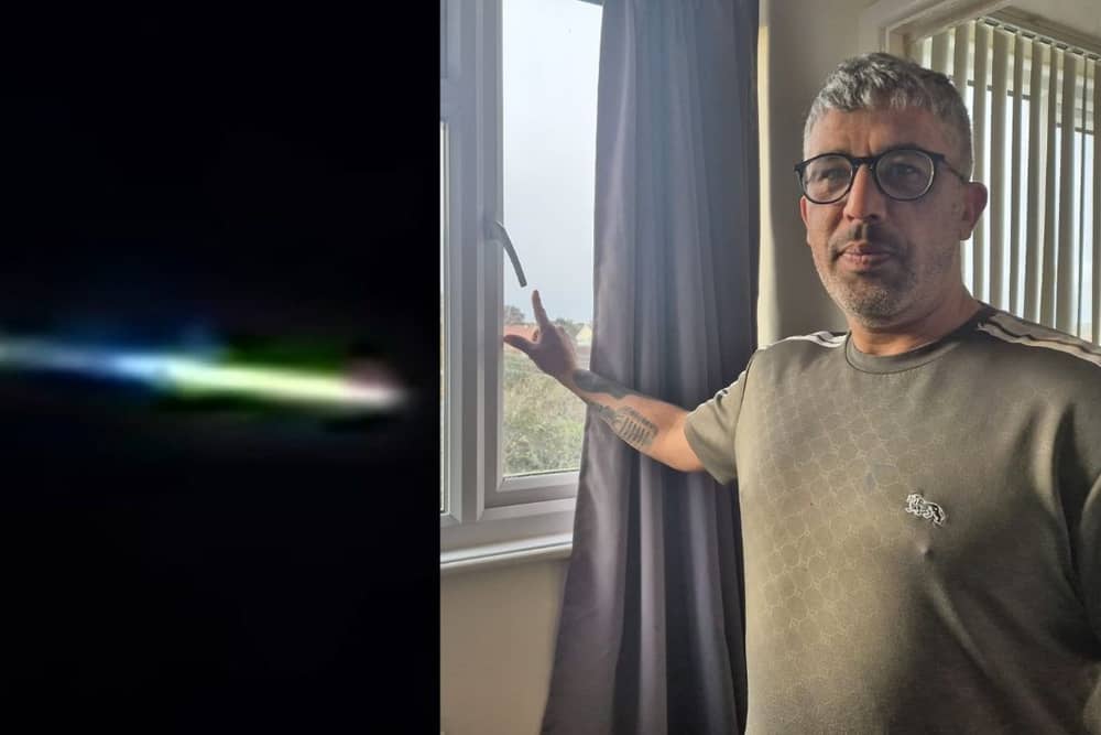 John Nicholls films 'UFO' from his bedroom window.