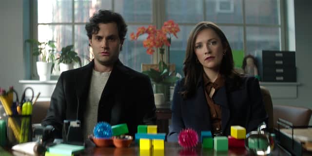 (L to R) Penn Badgley and Charlotte Ritchie in You season five.