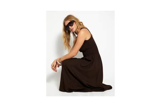 River Island Brown Sleeveless Bubble Hem Racer Midi Dress River Island