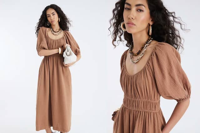 This River Island Short Sleeve Gathered Midi Dress is going viral – and it’s perfect for summer