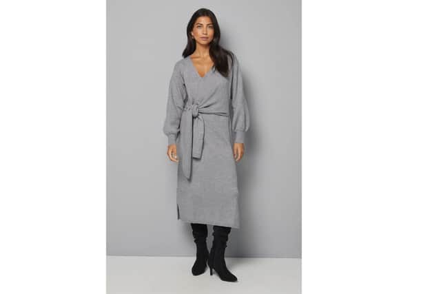 Wallis slouchy wrap knitted midi dress