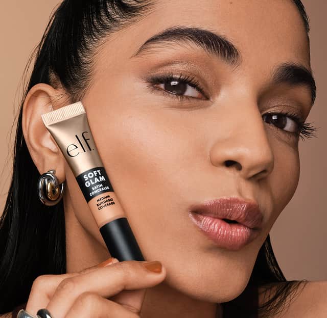 The new e.l.f. Comestics soft Glam Satin Foundation is all about creating smooth, radiant skin without heaviness, and can be paired with the new e.l.f. Comestics soft Glam Satin Concealer.