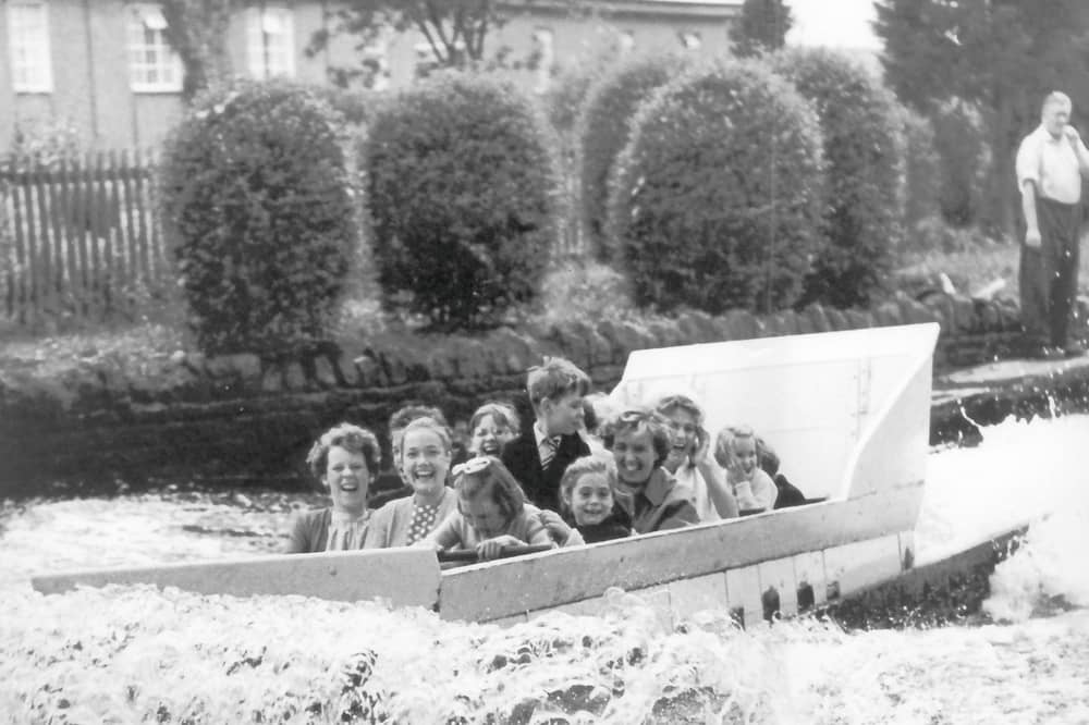 The iconic Water Chute at Wicksteed Park in Kettering, Northamptonshire, in the 1950s.