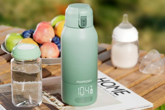 The Momcozy Portable Bottle Warmer is designed to make warming baby feeds easier while travelling