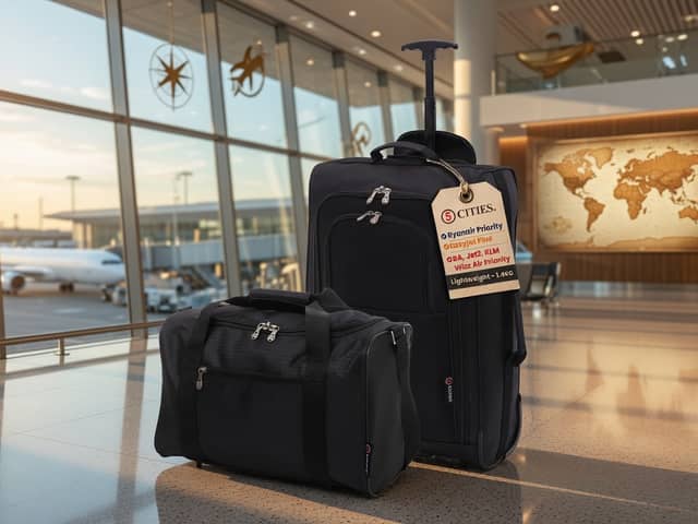 The two-piece luggage set from 5 Cities includes a Ryanair-compatible underseat holdall alongside a larger hard-shell suitcase for longer trips
