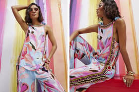 River Island's matching blue printed cami top and wide leg trousers bring Mediterranean-inspired style to summer wardrobes