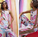 River Island's matching blue printed cami top and wide leg trousers bring Mediterranean-inspired style to summer wardrobes