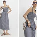 River Island's navy gingham midi dress offers a high street take on Kate Middleton's latest royal outfit