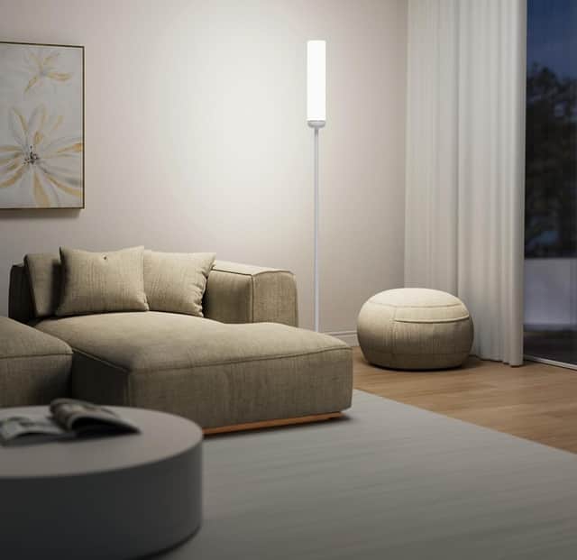 White Lepro O1 AI Smart Floor Lamp with cylindrical colour-changing light