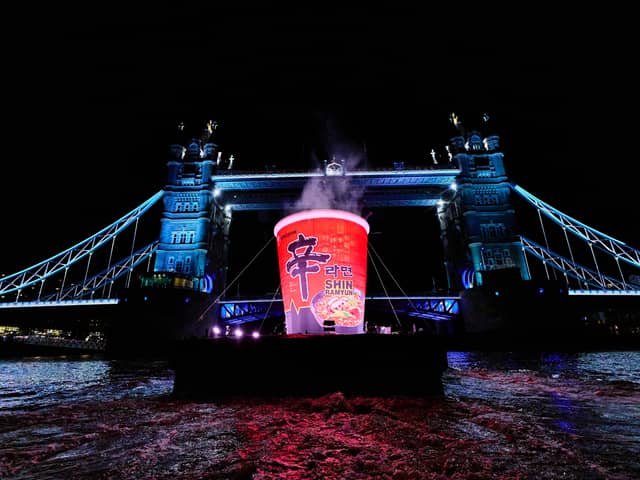 The six-metre-high installation sailed past some of London's most iconic landmarks