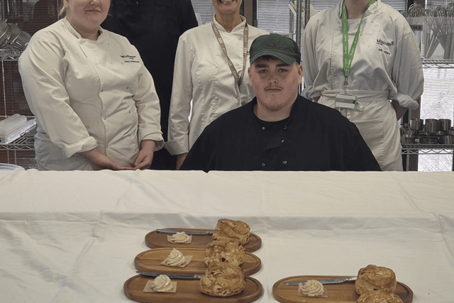Moulton College students with their winning product, the Northamptonshire Scone.