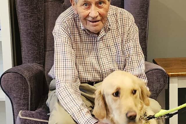 Residents enjoy time with the guide dogs at Elm Bank care home.