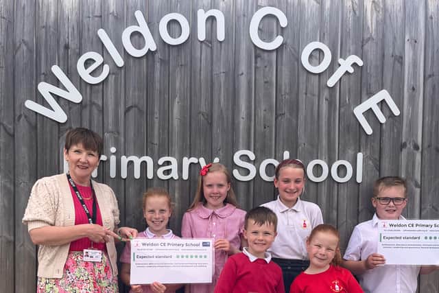 Weldon C of E Primary School pupils celebrate Ofsted outcome