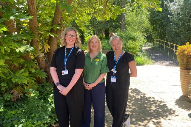 L-R Lauren Woolmer, Amanda Taylor, Denise Marchant from the End of Life Practice Development Team