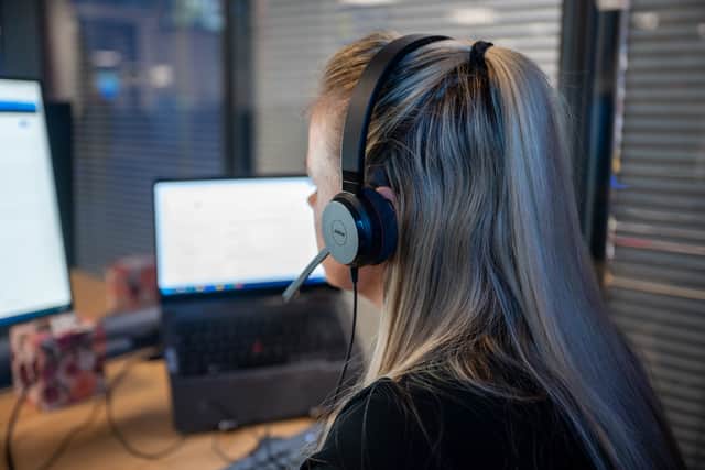 Senior IDVA Sarah Tiller in Northamptonshire Police's Force Control Room.