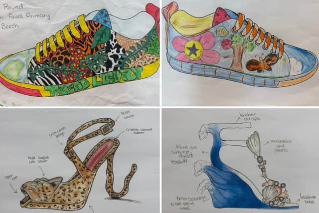 Shoe designs submitted to the competition at University of Northampton.