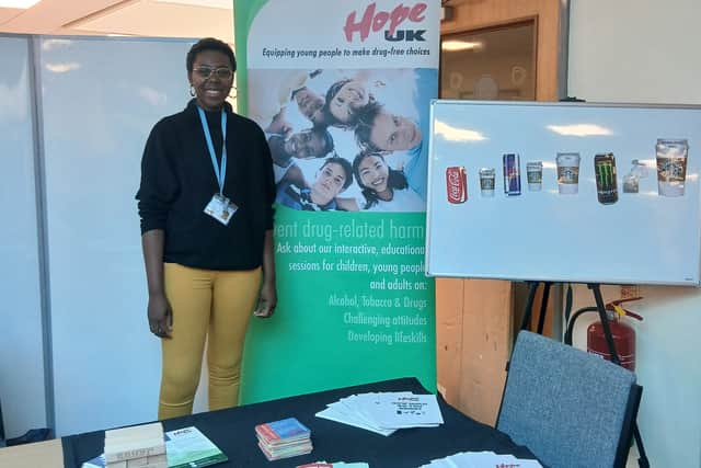 Subrina at a local drug education event