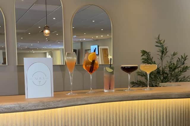 A range of non-alcoholic and alcoholic drinks at the beautiful Nova Bar at Whittlebury Park Spa.