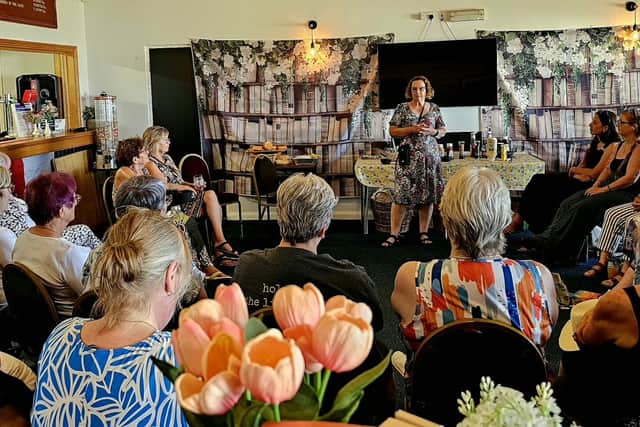 A wonderful moment as local bestselling author Sue Moorcroft captivated us with stories behind her latest book Secrets of the Italian Guesthouse.
