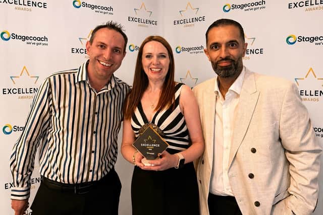 (l-r) Patrick Stringer, Commercial Director, Elaine Mortimer and Kam Gill, Operations Director