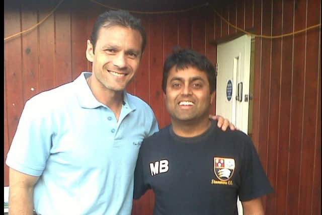 Mukesh R Bhatt with formal legendary english cricketer Mark Ramprakash.