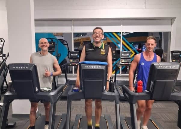 Putting the miles in! Fellow volunteers and friends stepped up to the challenge, giving it a go and keeping the treadmills moving to support the Jamboree journey.