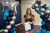 Frankie receiving her GCSE Results at The Ferrers School this morning