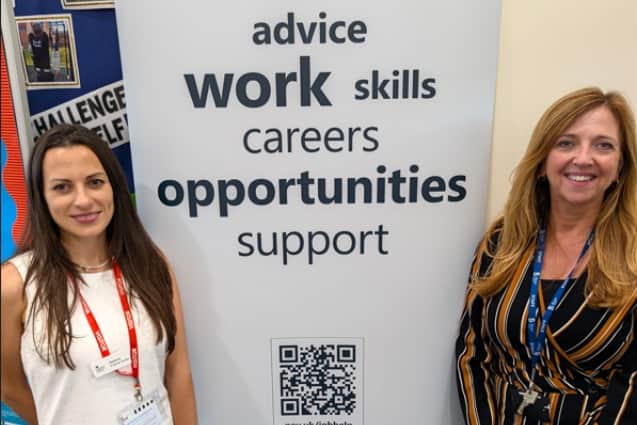 Stefania from Wellingborough Jobcentre and Cheryl from Tresham College at the Recruitment event