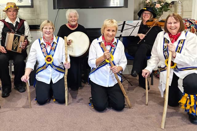 Braybrooke Morris Dancers visit Elm Bank Care Home in Kettering.