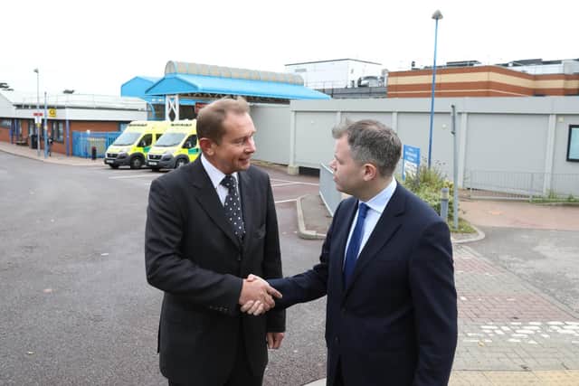 Health minister Edward Argar (right) visited KGH last week at Philip Hollobone's invitation