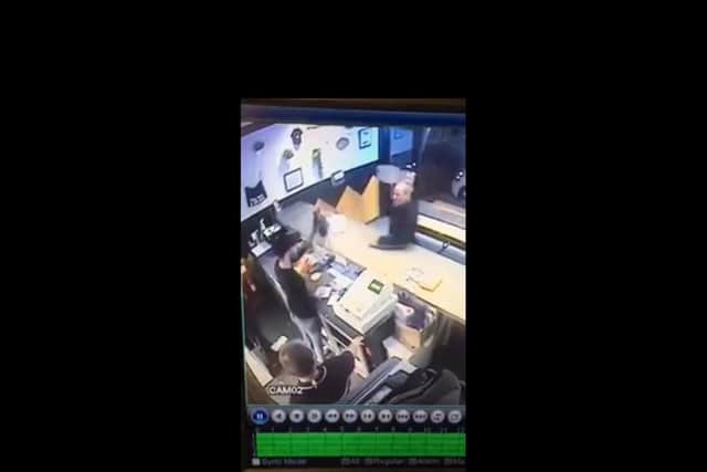 The angry customer started throwing things when he was refused a refund because nothing was wrong with his order