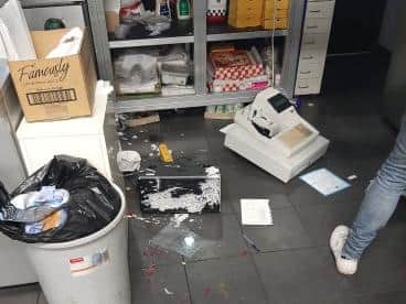 The man threw a radio and the till