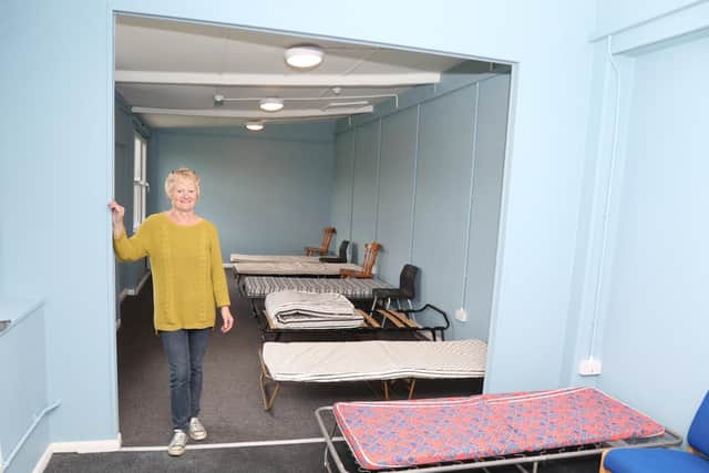 Valerie Anslow in the dormitory room