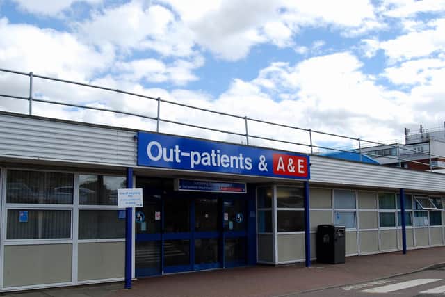 The current entrance to the relatively small A&E department, which was built for fewer than half of the patients that it sees today.
