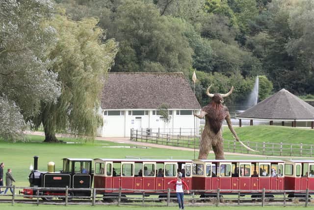 The minotaur before it was set on fire last night