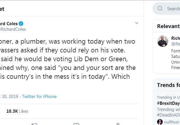 Rev Richard Coles described what a parishioner told him in a Tweet