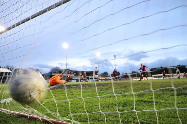 Aaron O'Connor's penalty hits the net to round off a fine 4-0 victory