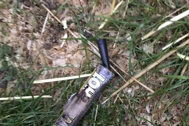The firework that Clare found in her guinea pigs' pen