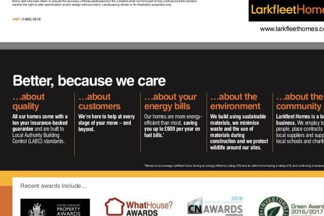 Larkfleet's brochure boasts about how they care about quality and their customers