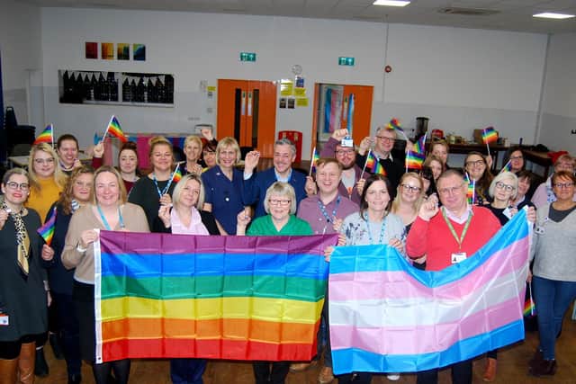 Some of the first members of KGH staff to undertake LGBTQ training who have received their Rainbow Badges.