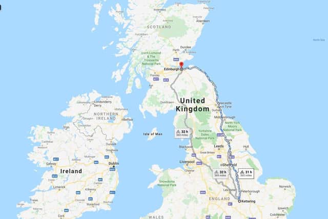 A quick look at the map shows just how big of a challenge Chris' cycle is