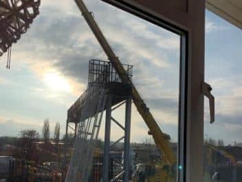 The gantry as seen from the home owner's bedroom.