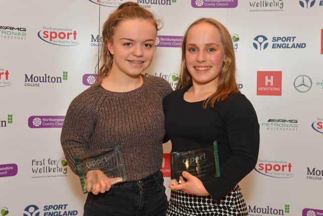 Para-swimmers Maisie Summers-Newton with Ellie Robinson at the Northamptonshire Sports Awards 2018